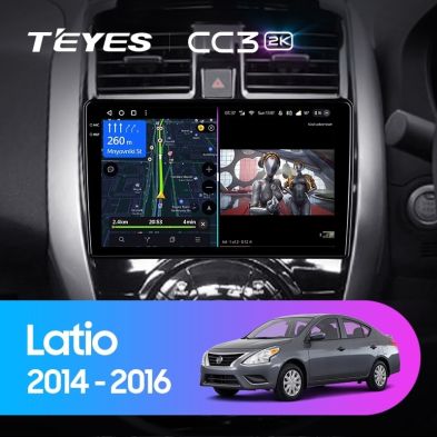 Штатная магнитола Teyes CC3 2K 360 6/128 Nissan Latio N17 (2014-2016) Правый руль