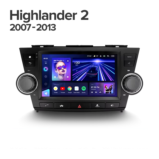 Штатная магнитола Teyes CC3 4/32 Toyota Highlander 2 XU40 (2007-2013) F3 9"