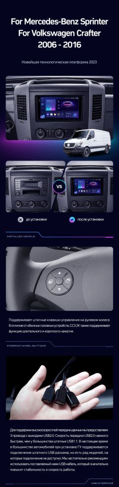 Штатная магнитола Teyes CC3 2K 360 6/128 Mercedes-Benz Sprinter (2006-2016) F2