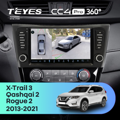 Штатная магнитола Teyes CC4 Pro 360 8/128 Nissan Qashqai 2 (2013-2021) F4 климат контроль Тип-AB с кнопками