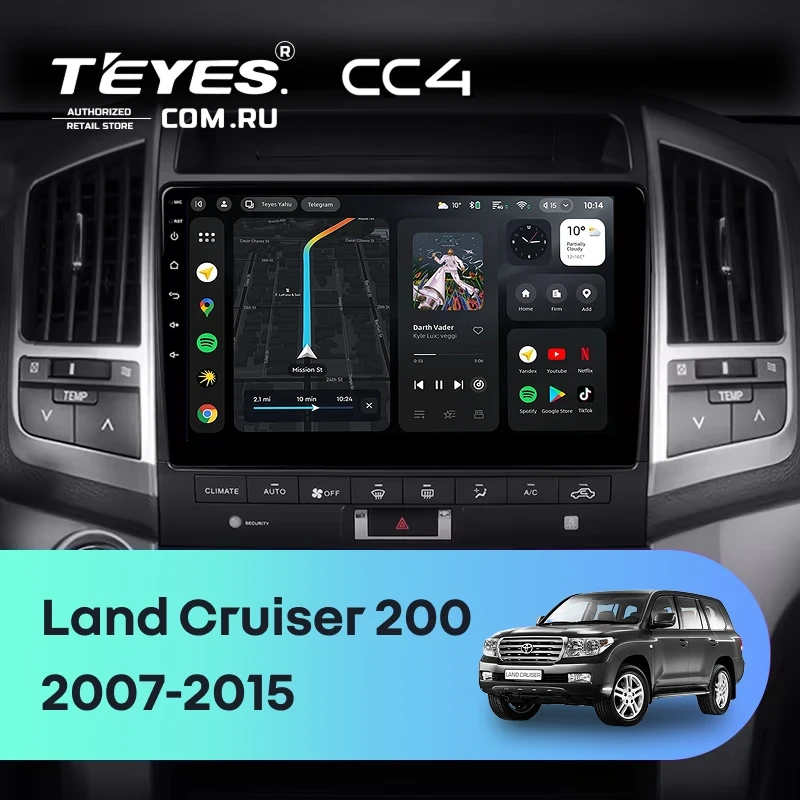 Штатная магнитола Teyes CC4 8/128 Toyota Land Cruiser 11 200 (2007-2015) F3 Тип-B