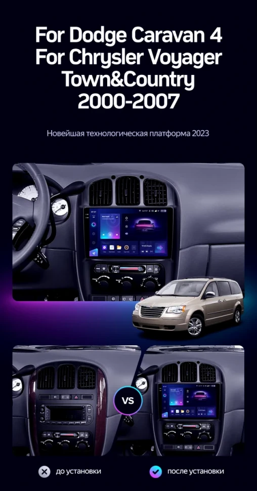Штатная магнитола Teyes CC3 2K 6/128 Chrysler Voyager (2000-2007) Тип-A