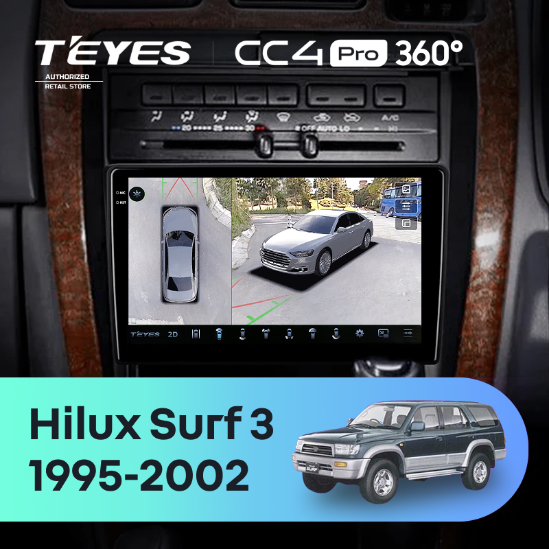 Штатная магнитола Teyes CC4 Pro 360 12/256 Toyota Hilux Surf 3 N180 (1995-2002 ) Правый руль