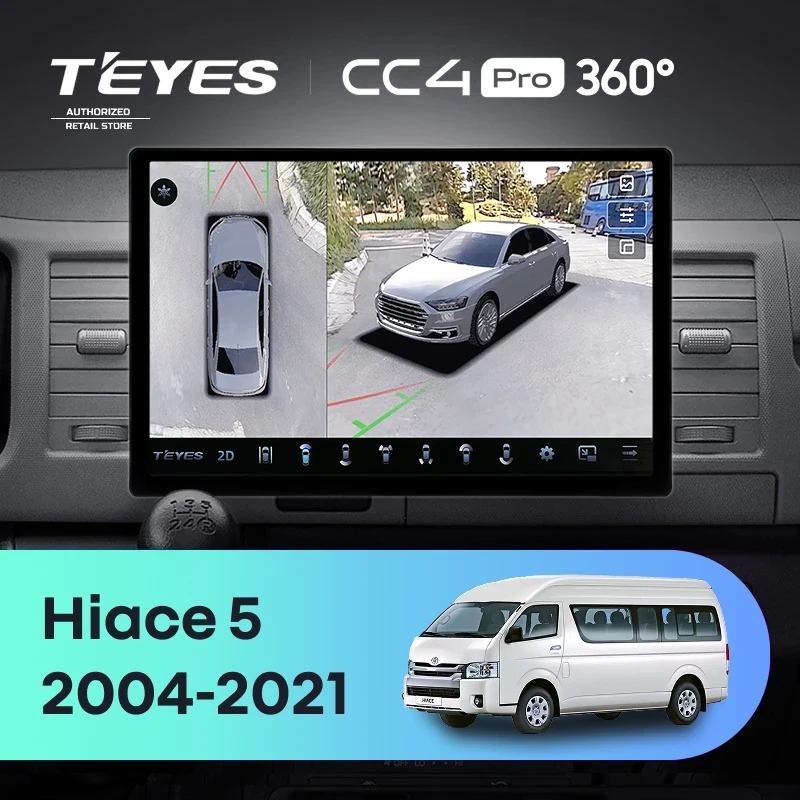 Штатная магнитола Teyes CC4 Pro 360 12/256 Toyota Hiace XH10 H200 (2004-2021) (13")